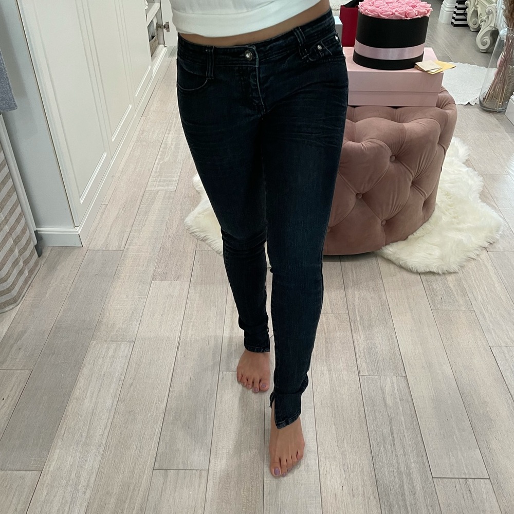 Black Washed Rhinestone Jeans - Picture 2 of 8